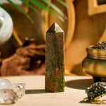 Unakite Jasper Point - helmsman - crystal