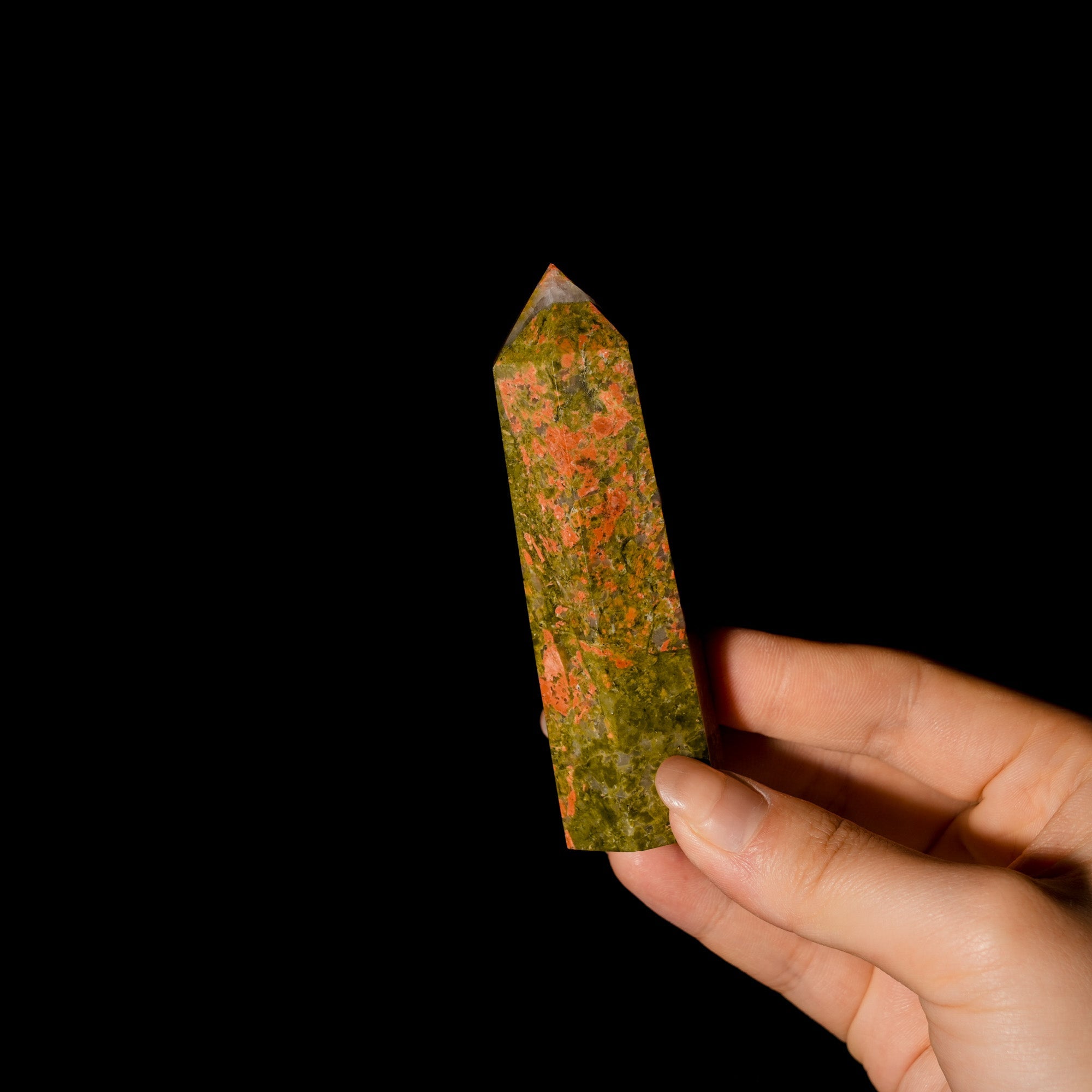 Unakite Jasper Point - helmsman - crystal