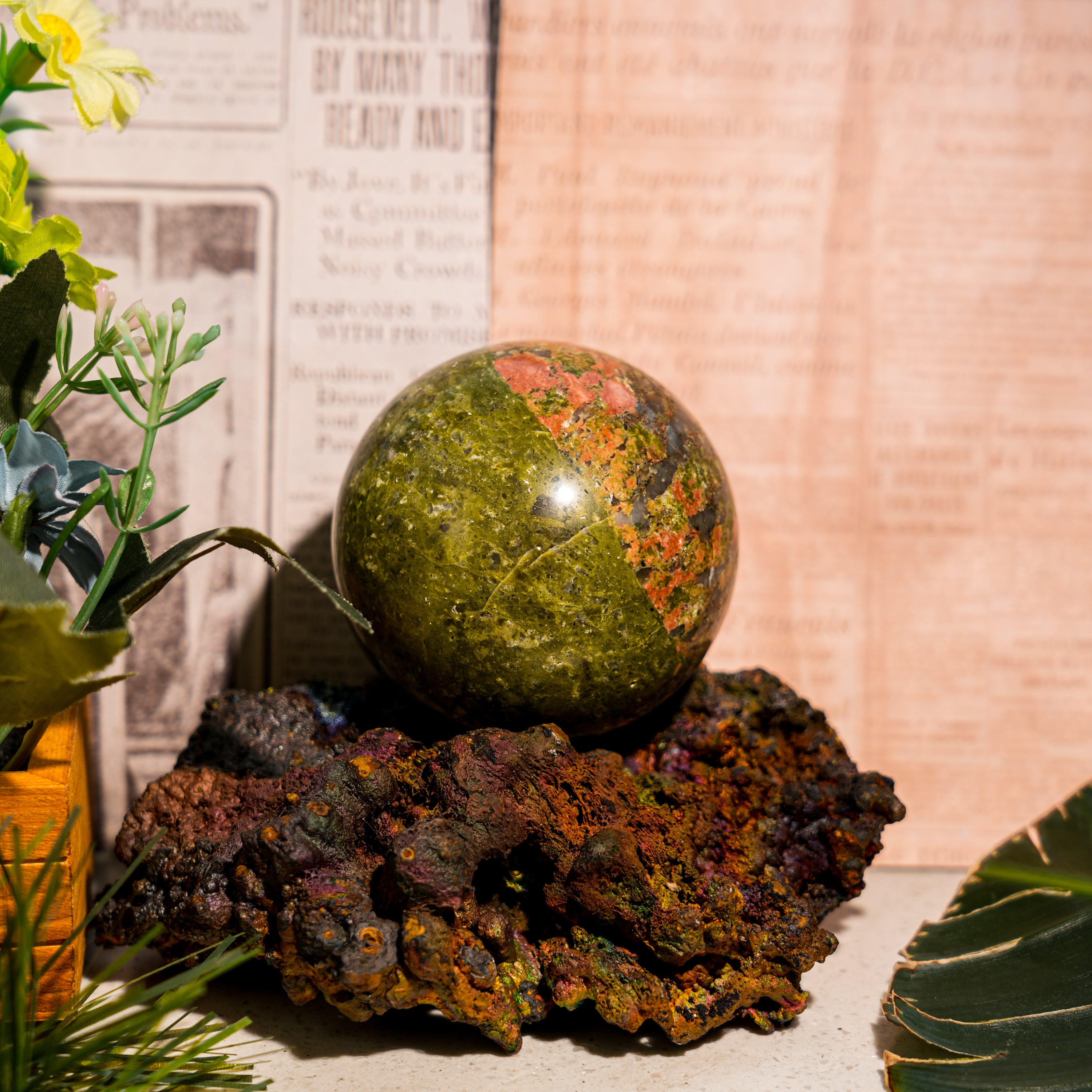 Unakite Sphere-Helmsman Crystal