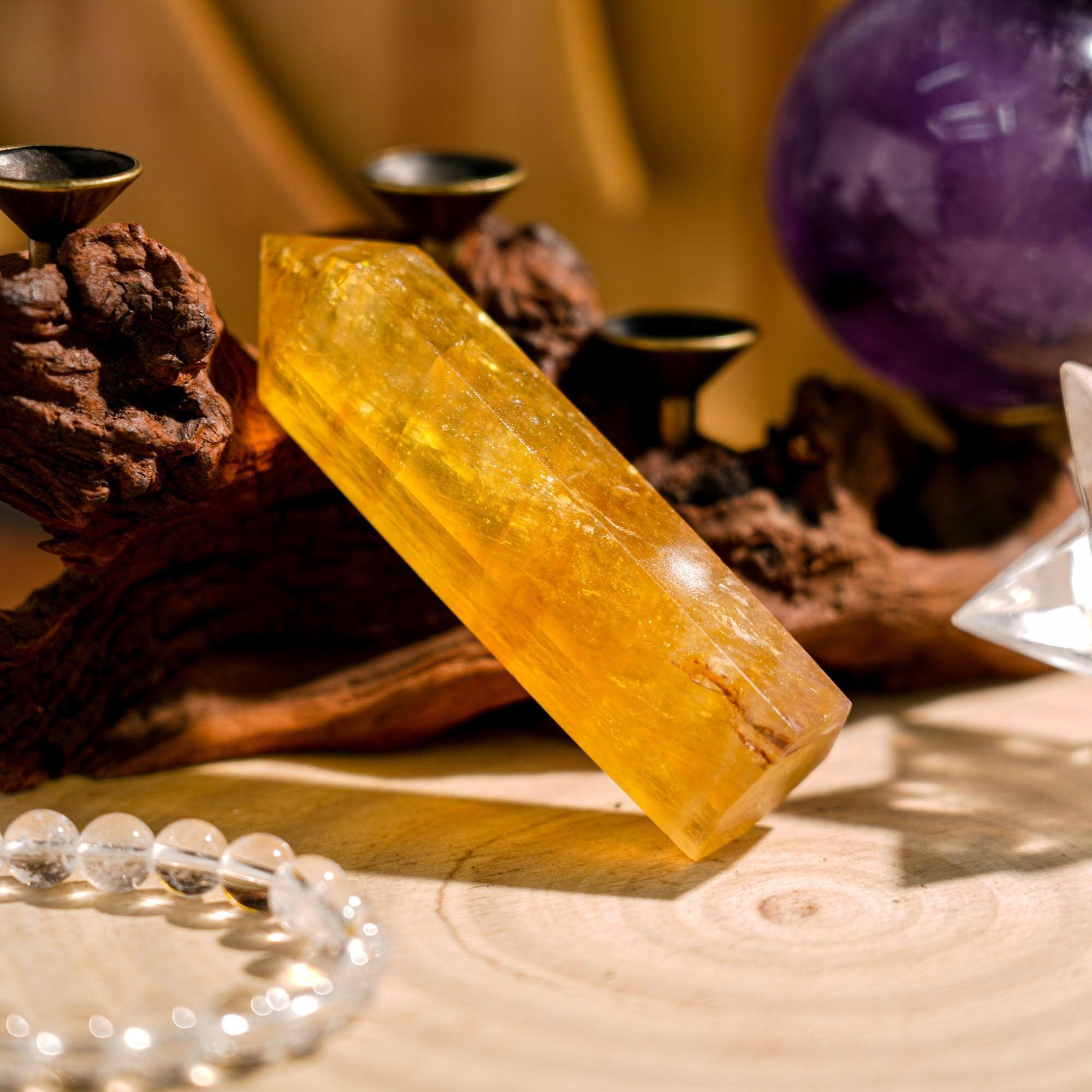 Yellow Fluorite Point - helmsman - crystal