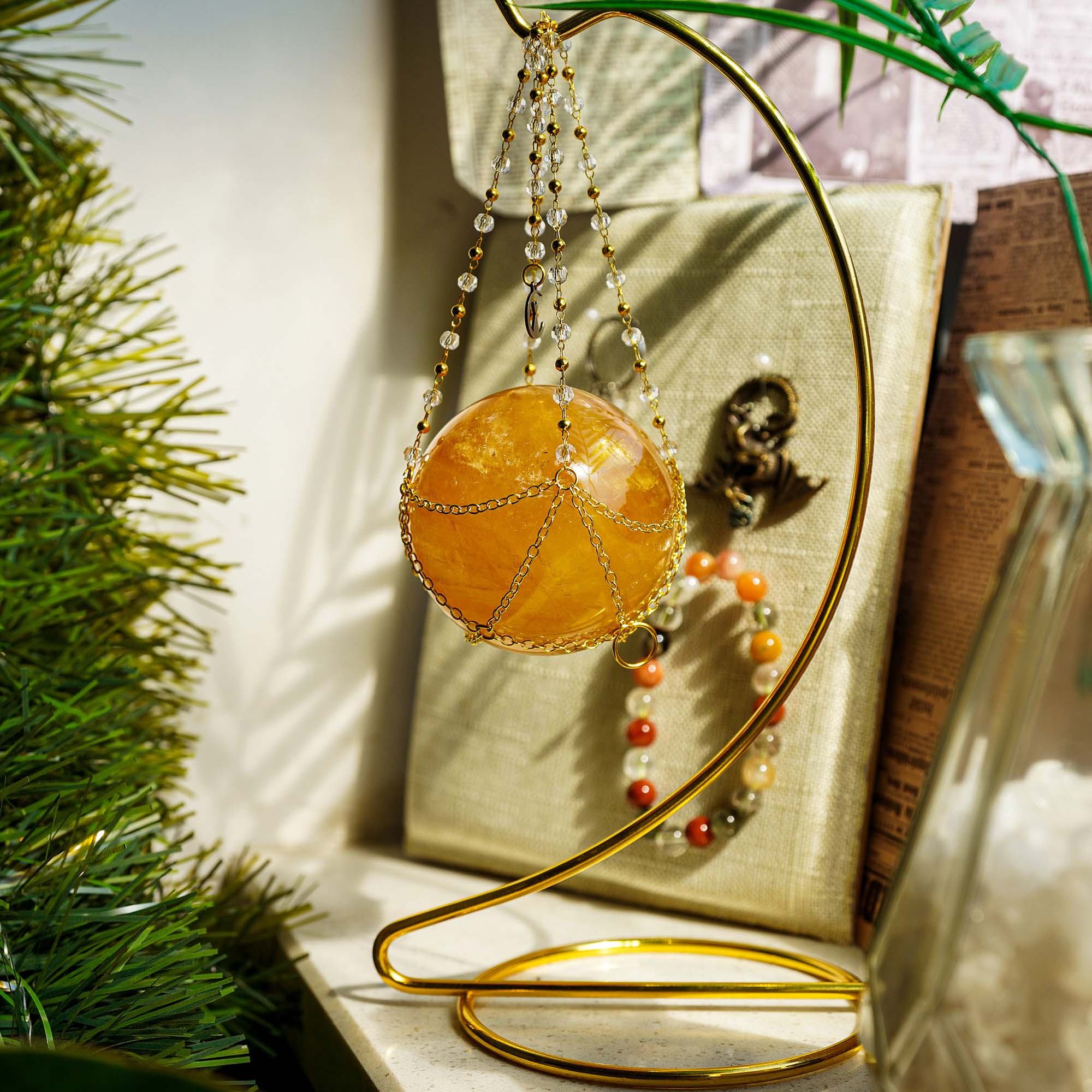 Yellow Fluorite Sphere - helmsman - crystal
