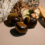 Yellow Tiger Eye Tumbled Stone Set - helmsman - crystal